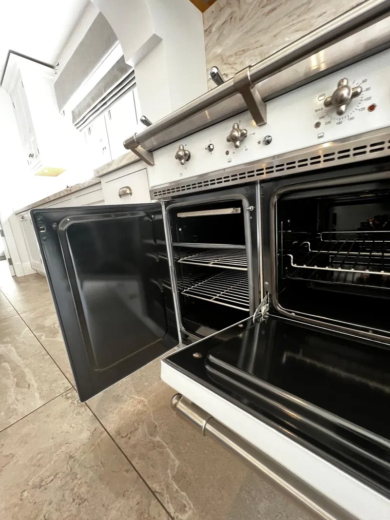 Cream range cooker opened up after cleaning